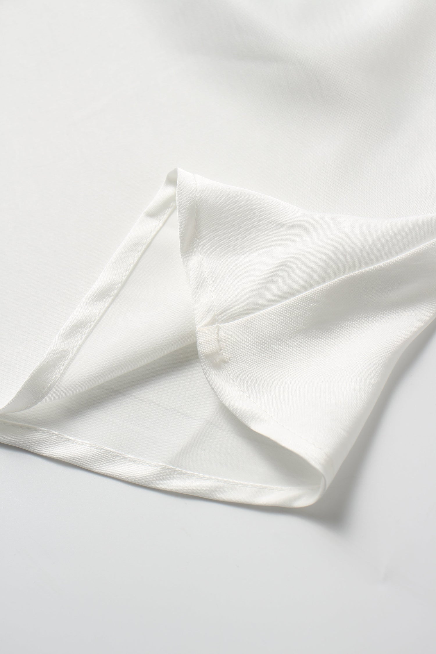 Faux Satin A-Line Skirt-White