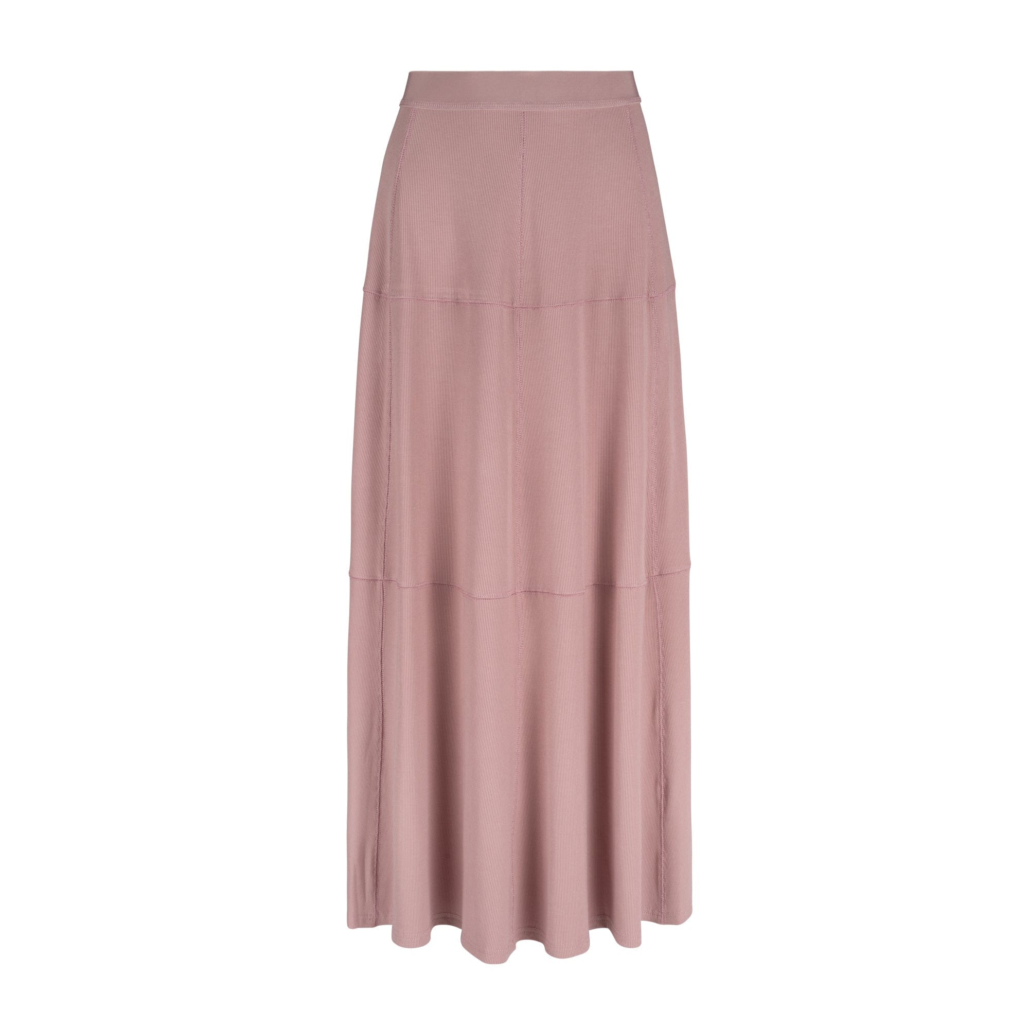 RIBBED SEAMED T-SHIRT SKIRT-MAUVE