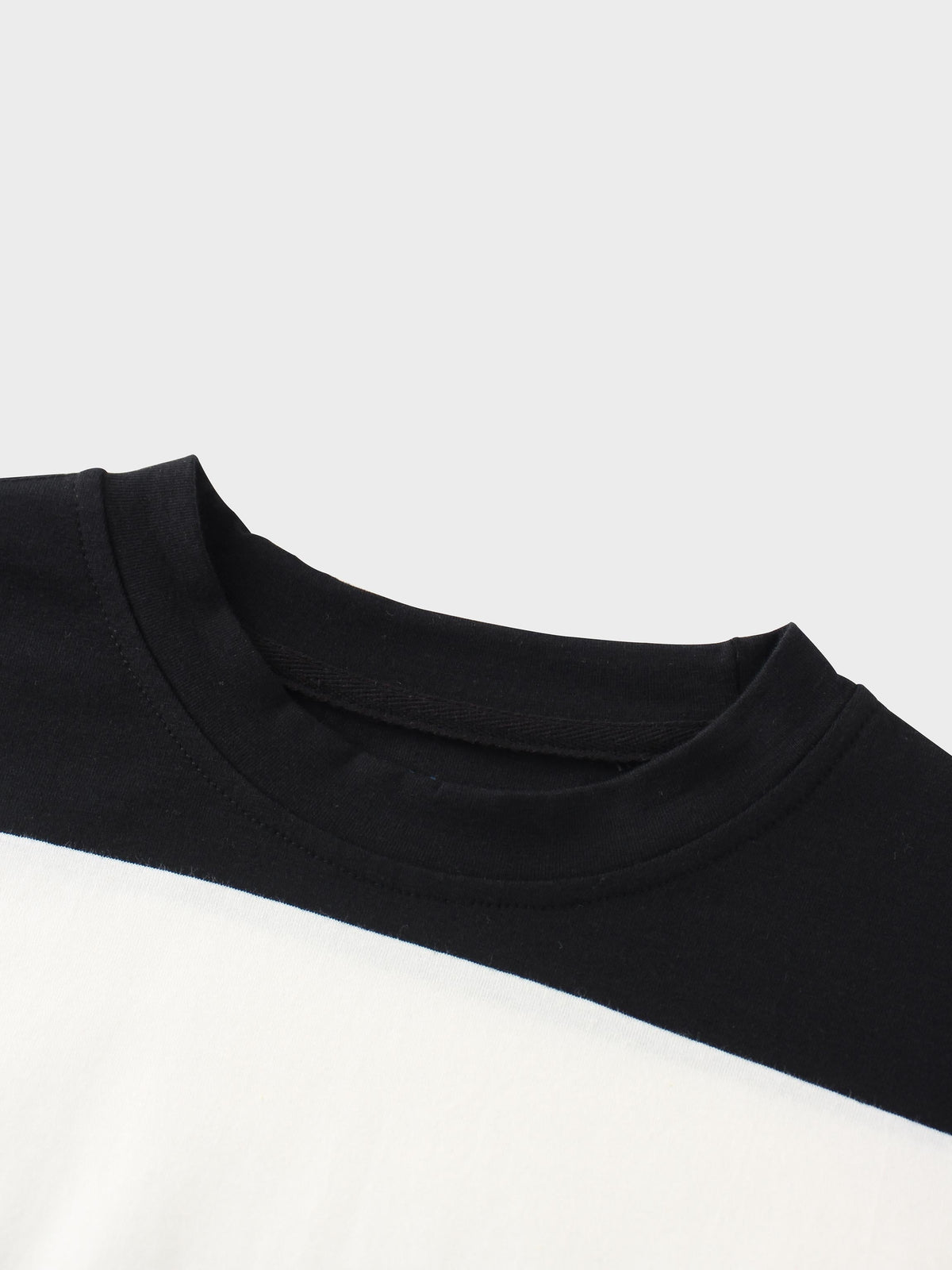 Oversized Rounded Hem T-Shirt-Black/White