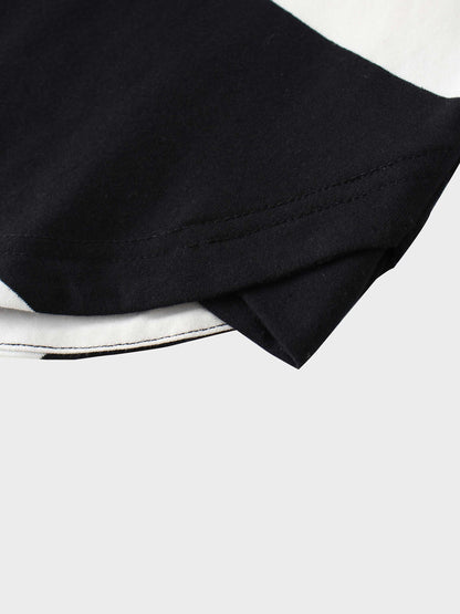 Oversized Rounded Hem T-Shirt-Black/White