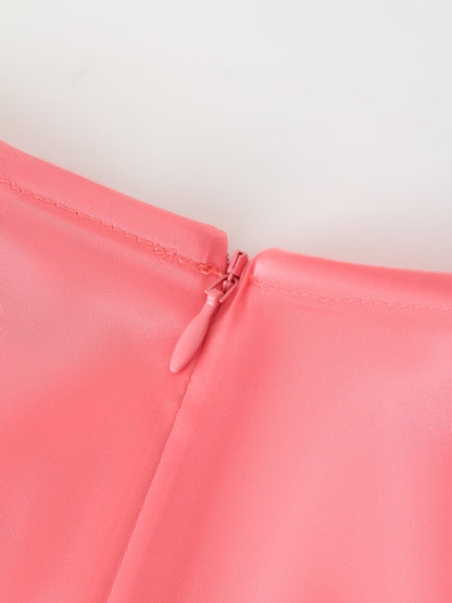 Wrap Satin Top-Coral