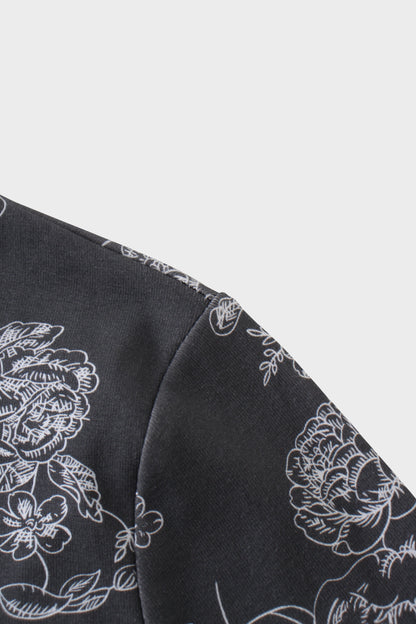 Basic Printed T-shirt-Grey Floral