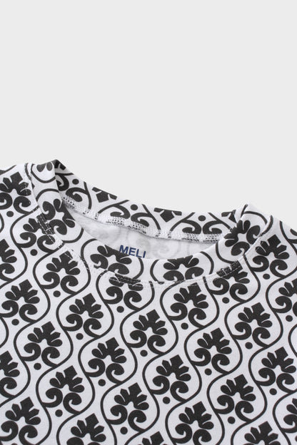 Basic Printed T-shirt-Damask