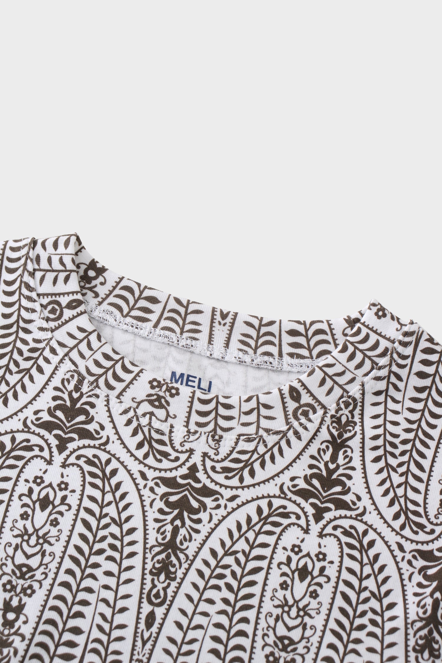 Basic Printed T-shirt-Paisley Vines Brown