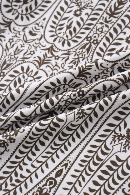 Basic Printed T-shirt-Paisley Vines Brown