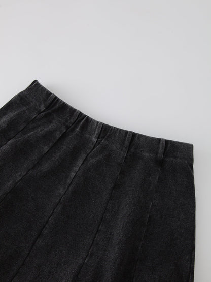 Jersey Paneled Skirt 37"-Black