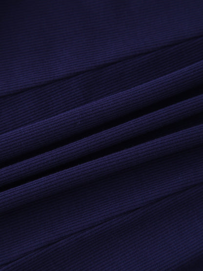Panel Ribbed Skirt-Navy