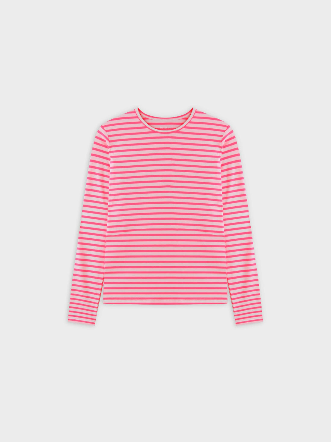 Neon Stripe Crew-Pink/White