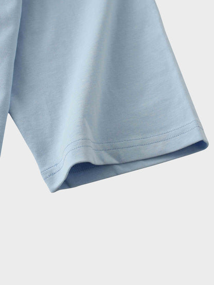 Oversized Boxy 3Q Sleeve Tee-Light Blue