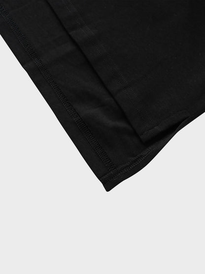 Oversized Boxy 3Q Sleeve Tee-Black