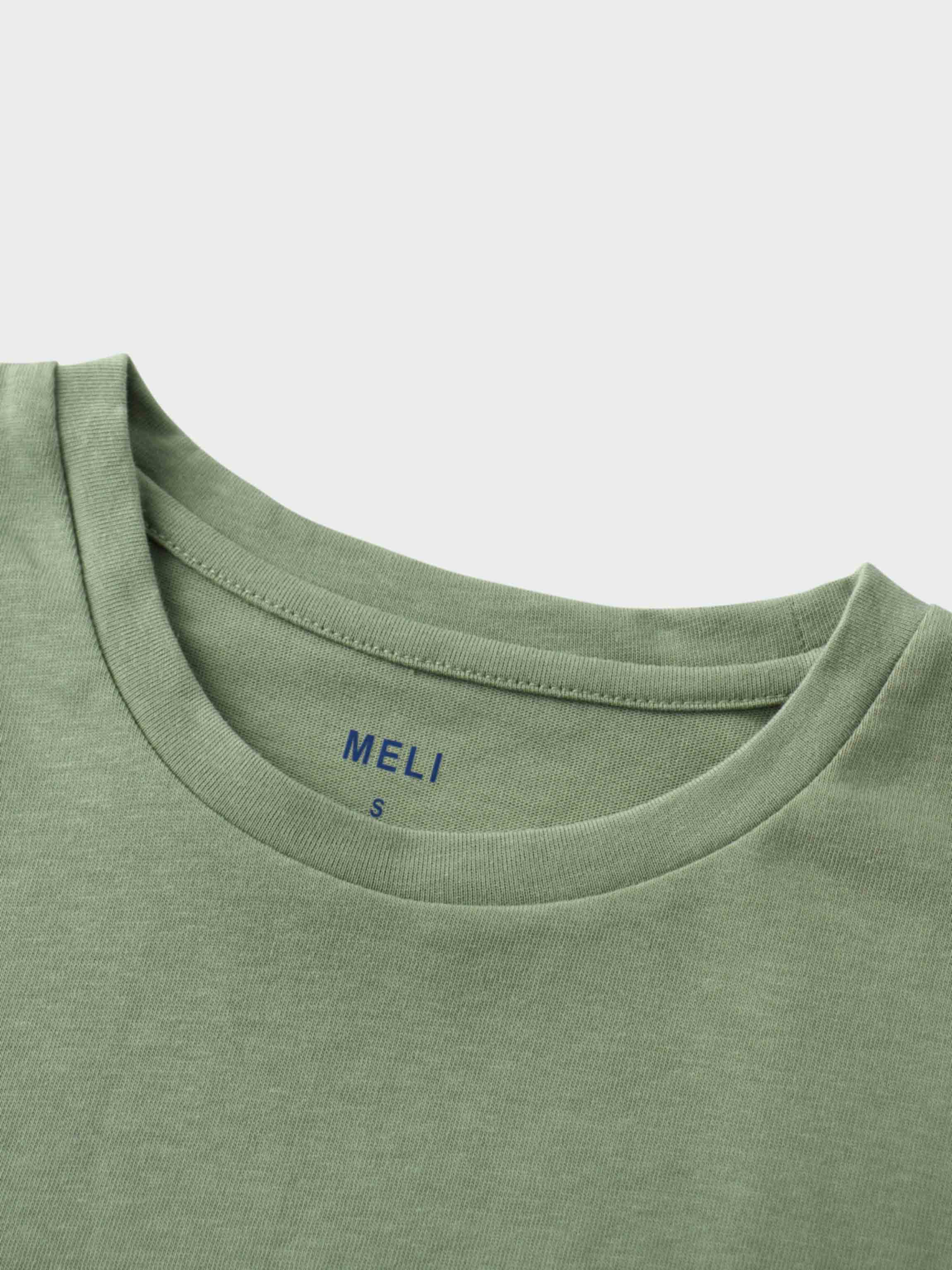 Oversized Boxy 3Q Sleeve Tee-Sage