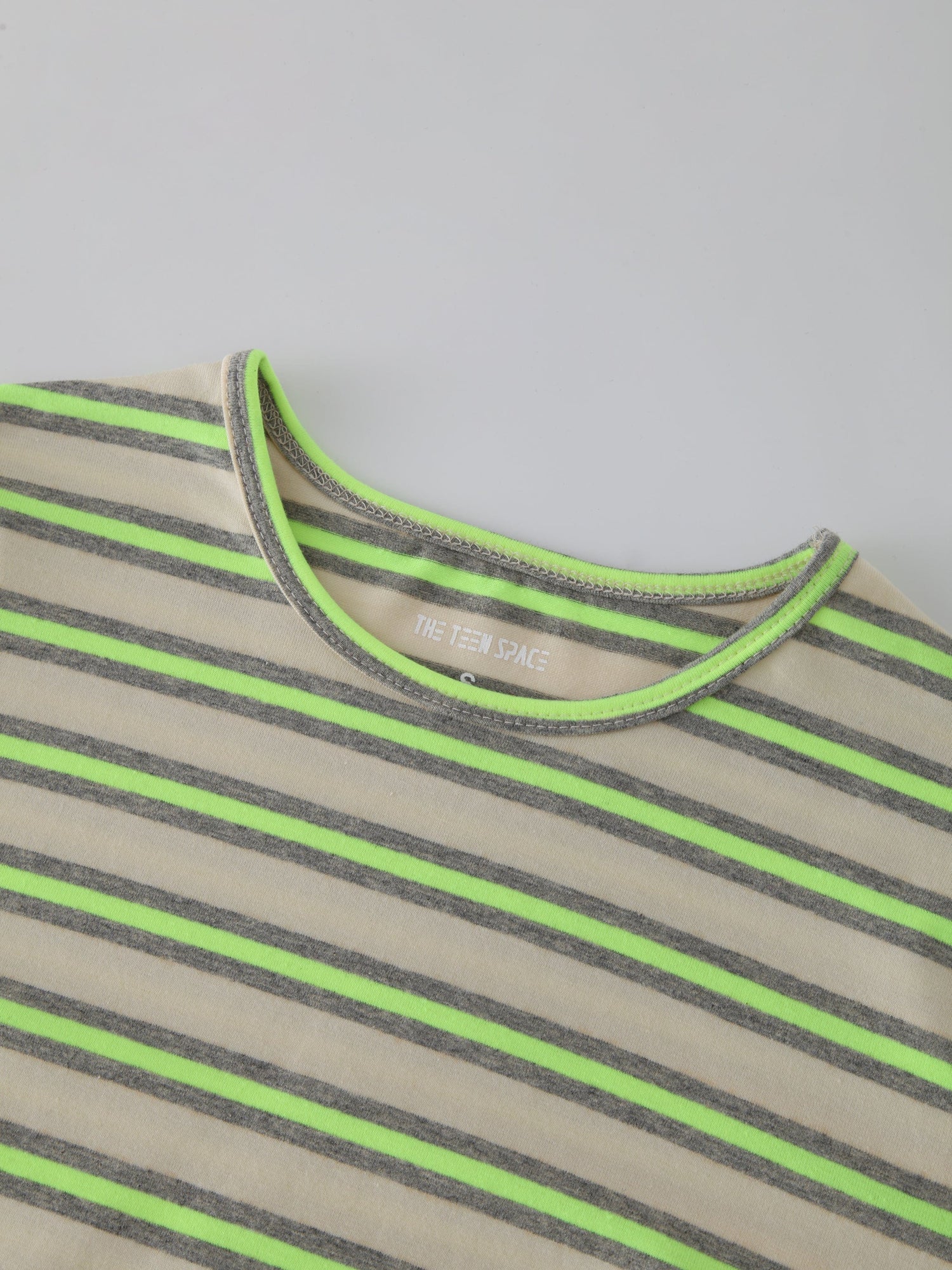 Neon Stripe Crew-Grey/Yellow