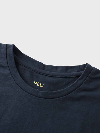 Oversized Boxy 3Q Sleeve Tee-Navy