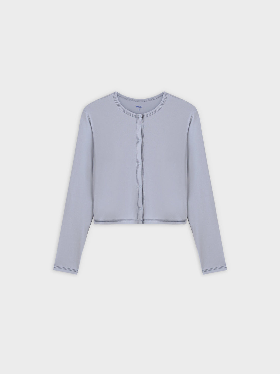 Basic T-Shirt Cropped Cardigan-Light Blue