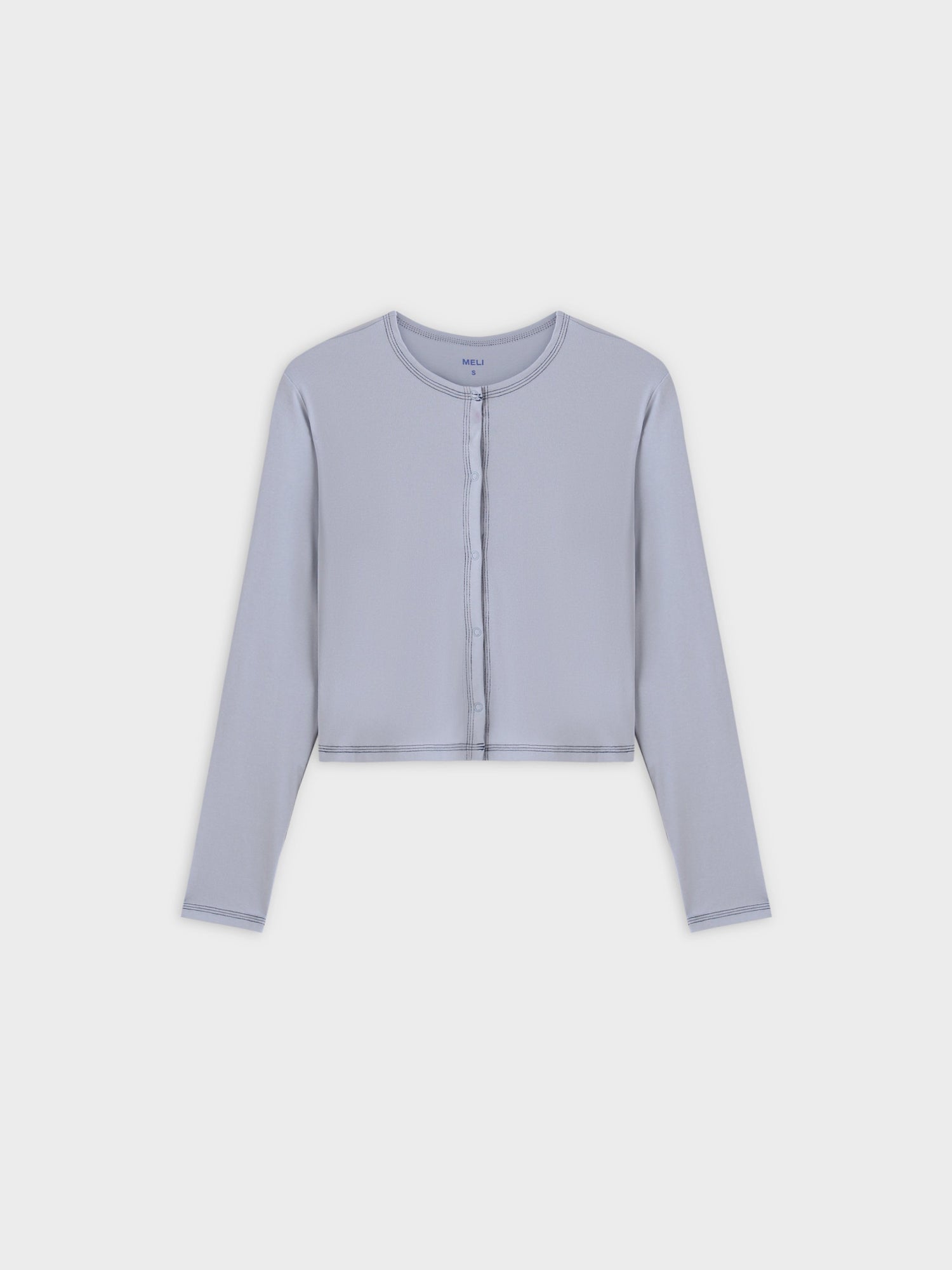 Basic T-Shirt Cropped Cardigan-Light Blue