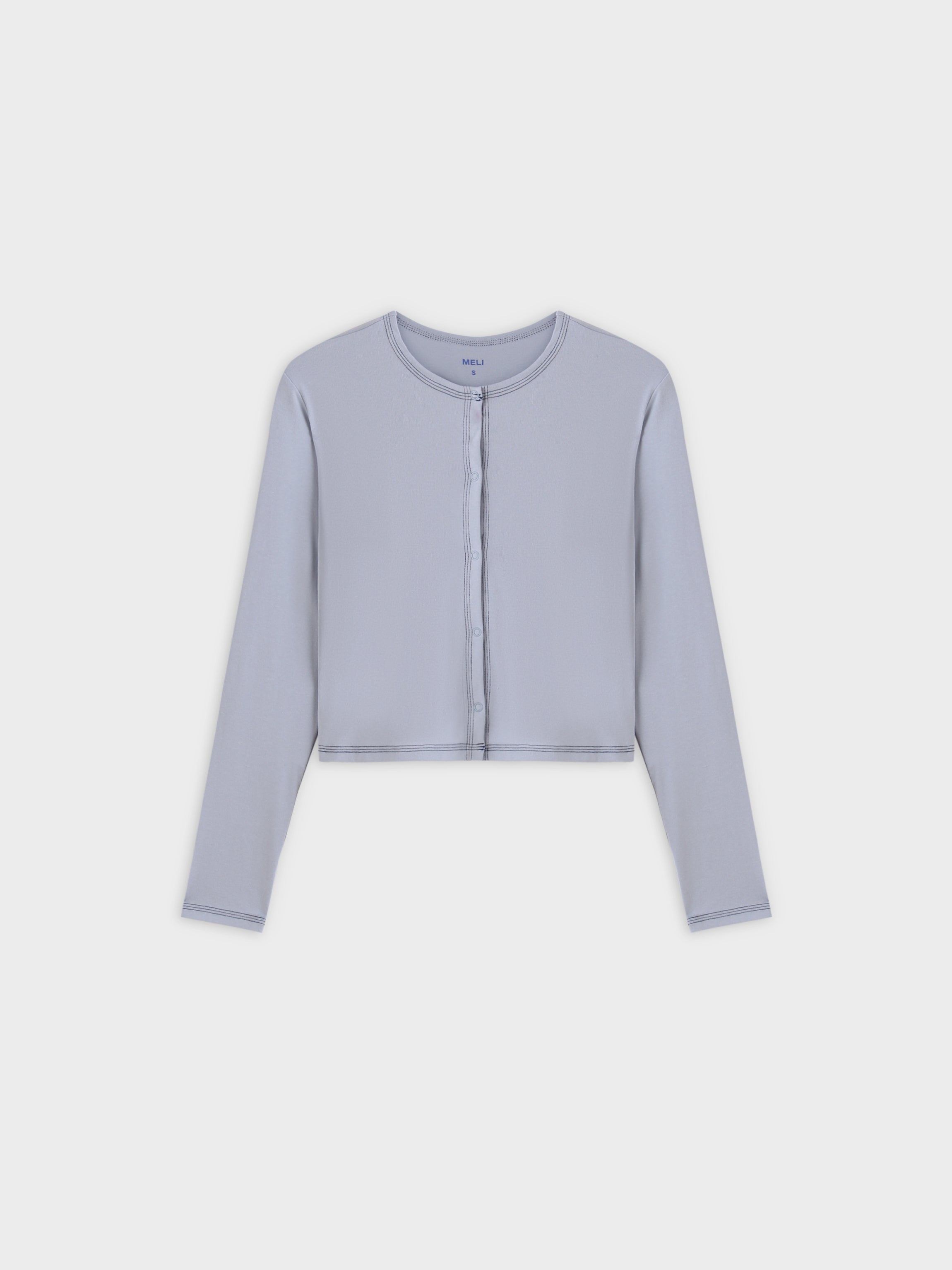 Basic T-Shirt Cropped Cardigan-Light Blue