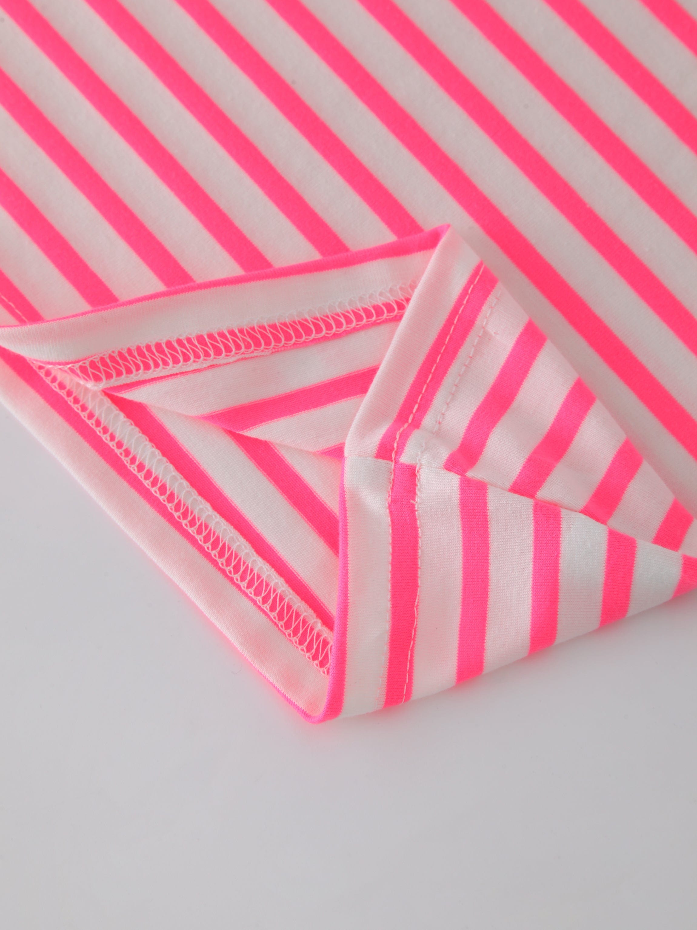 Neon Stripe Crew-Pink/White