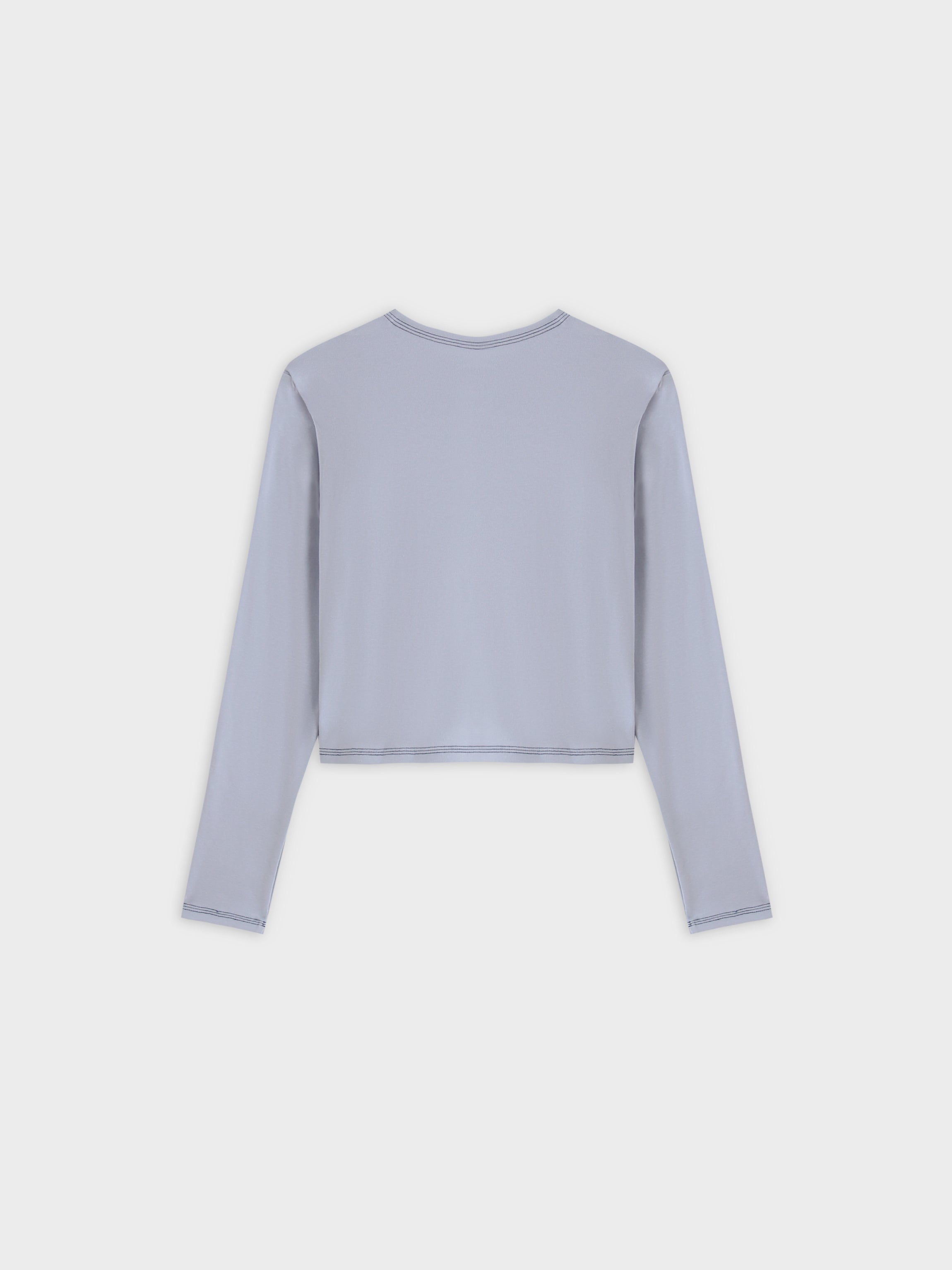 Basic T-Shirt Cropped Cardigan-Light Blue