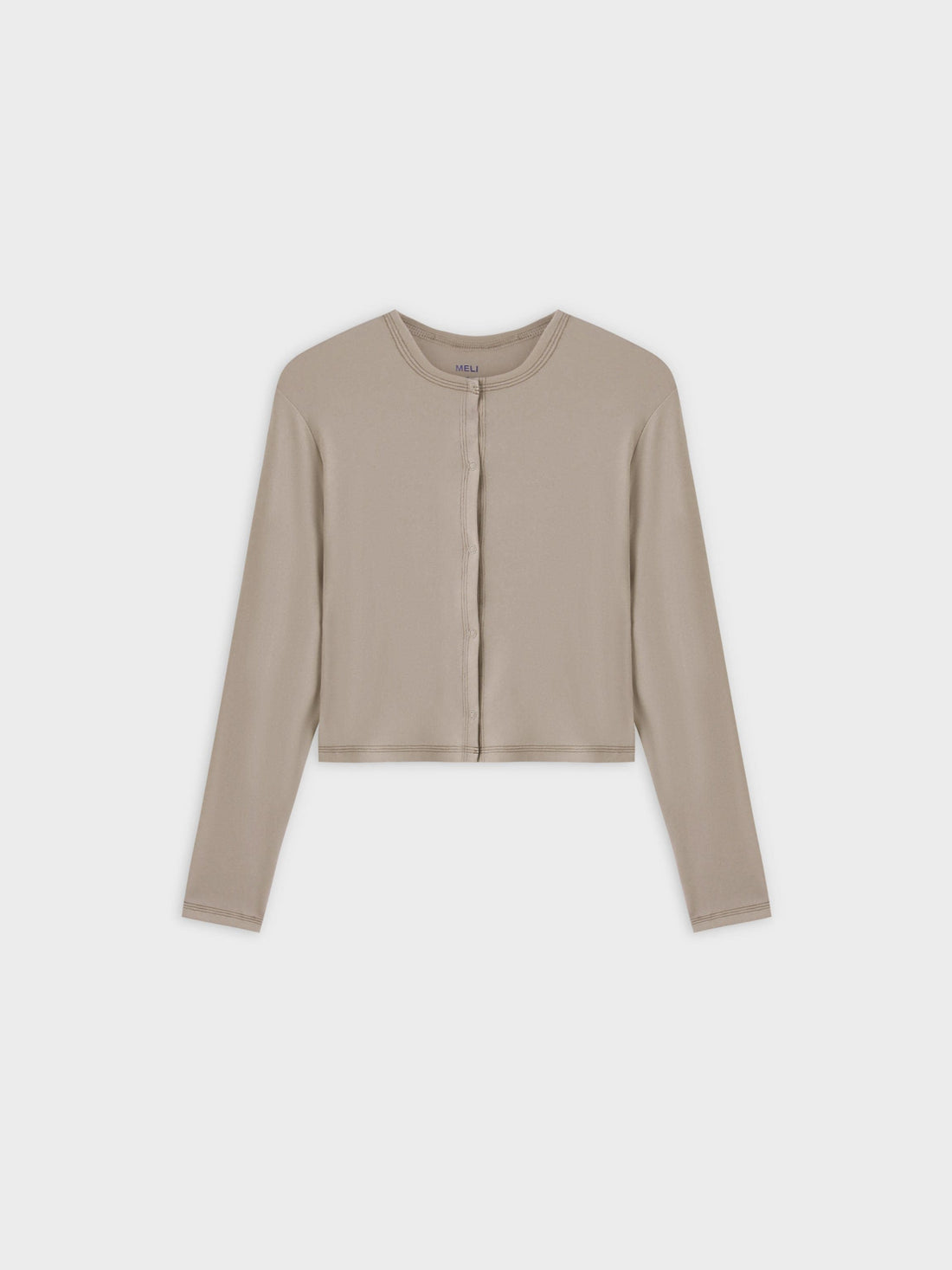 Basic T-Shirt Cropped Cardigan-Tan