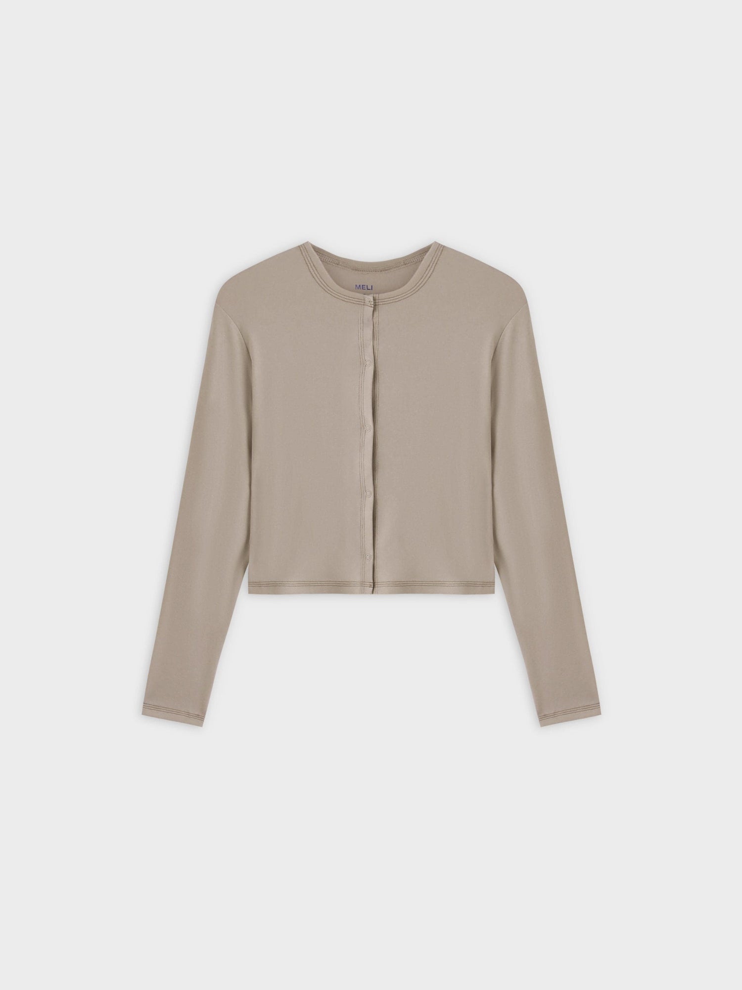 Basic T-Shirt Cropped Cardigan-Tan