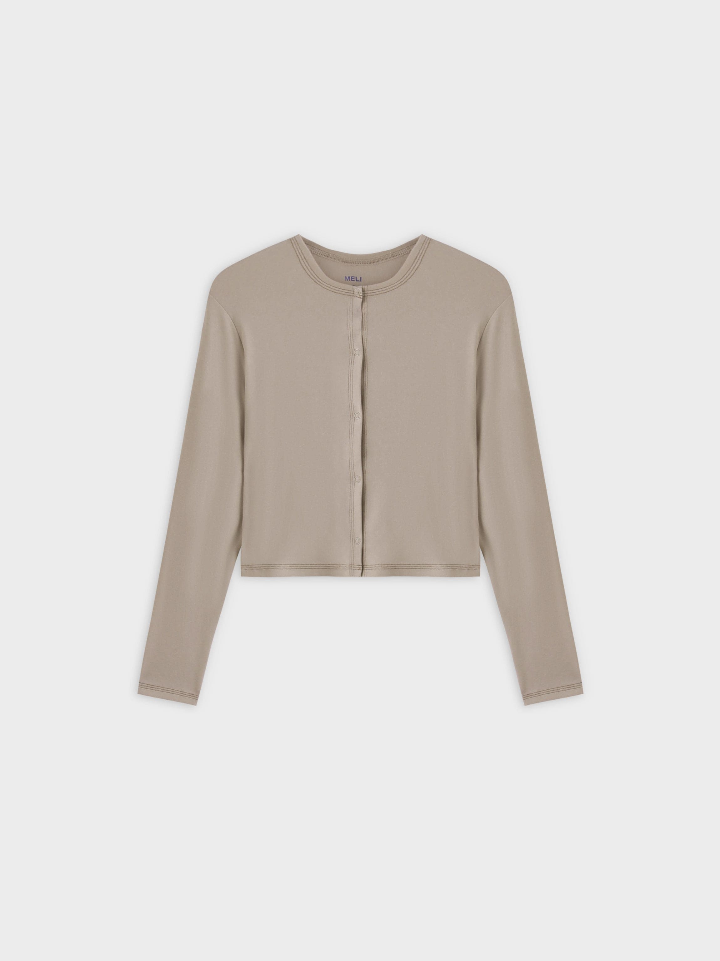 Basic T-Shirt Cropped Cardigan-Tan