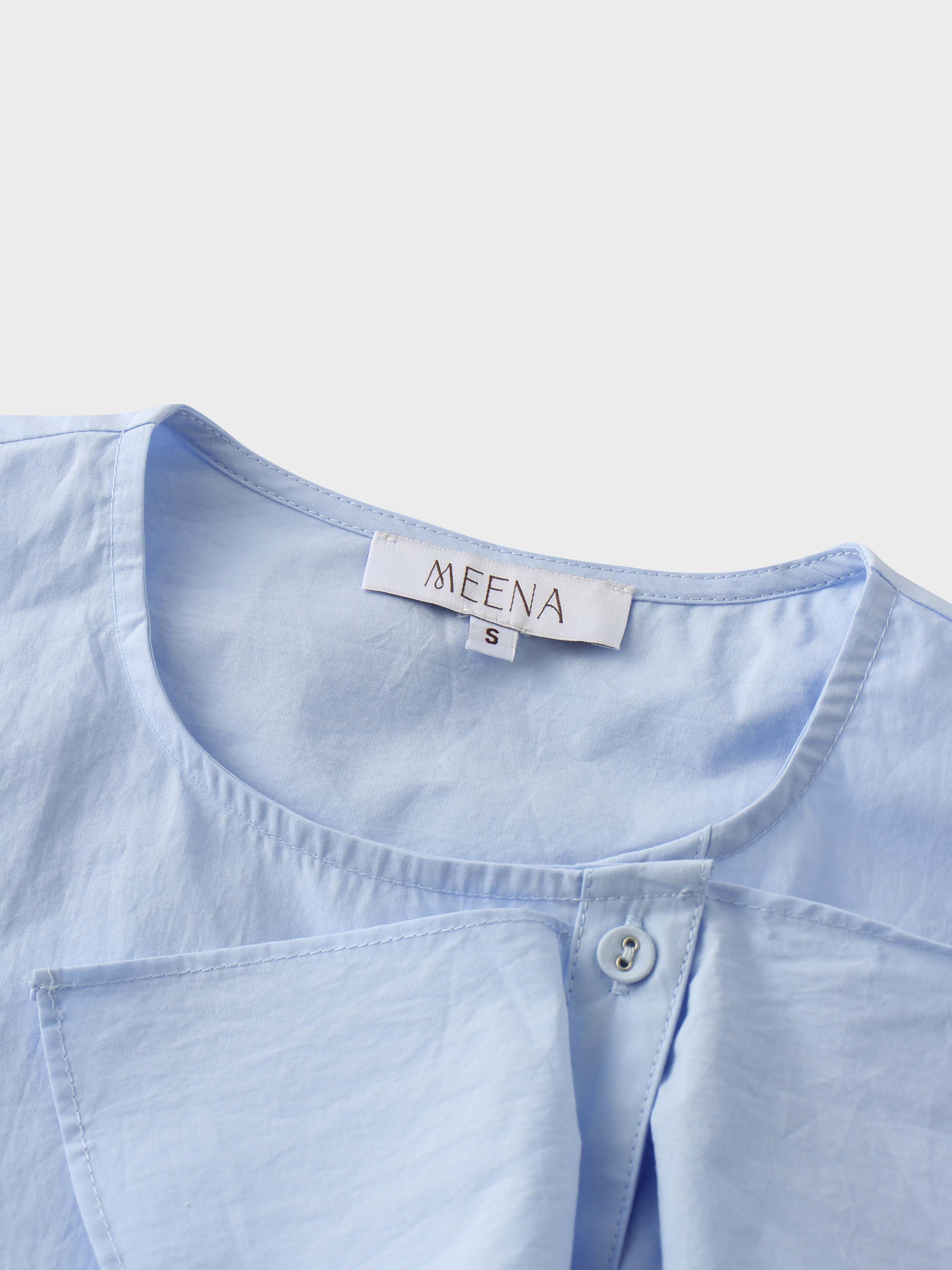 Asymmetrical Ruffle Blouse-Light Blue