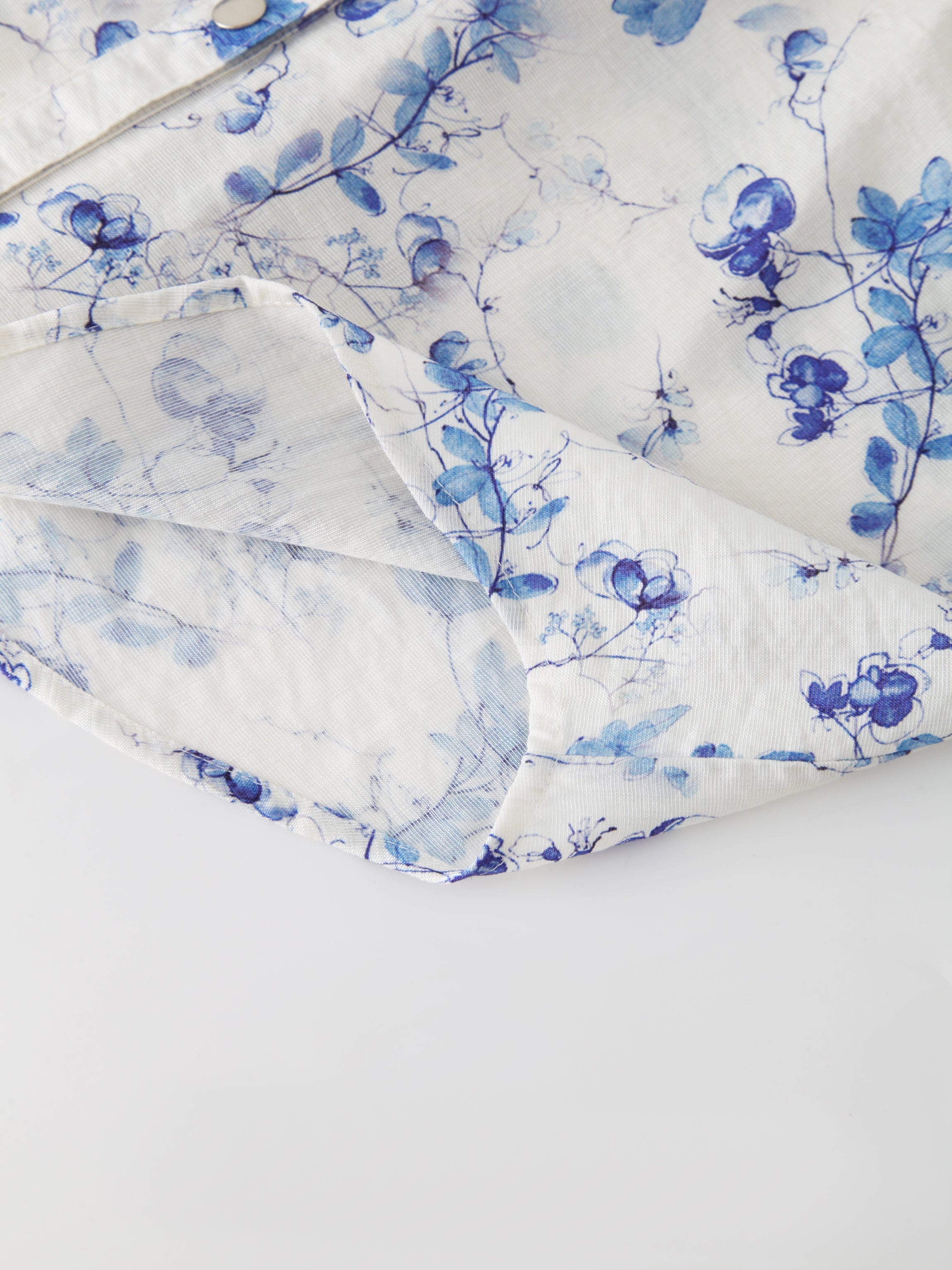 Gathered Top Blouse-Blue Floral