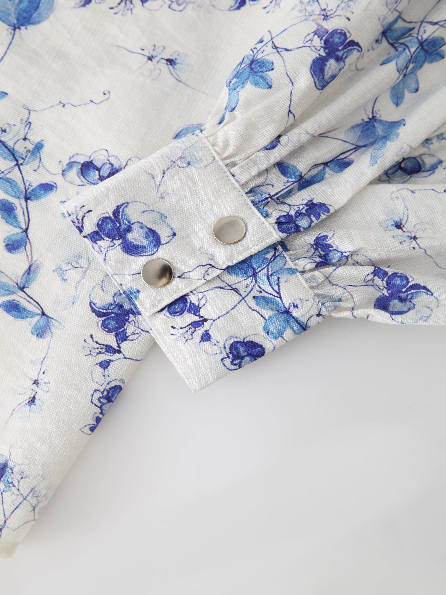 Gathered Top Blouse-Blue Floral