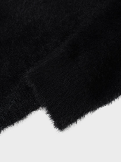 Mohair Crew Neck Sweater-Black