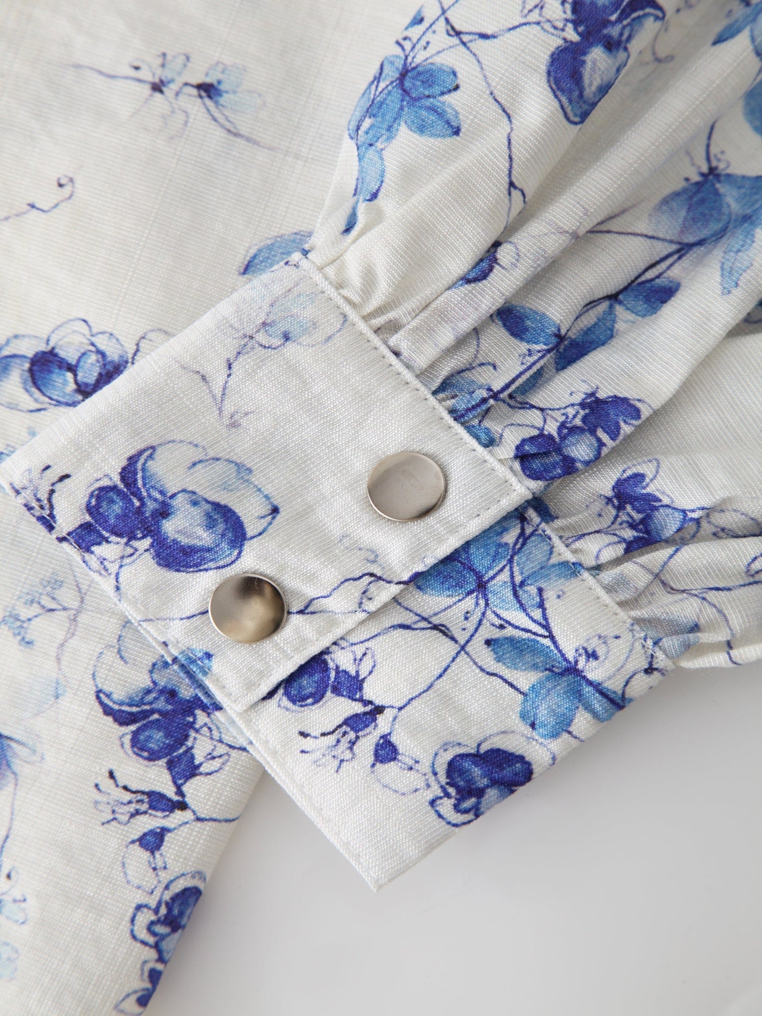 Gathered Top Blouse-Blue Floral