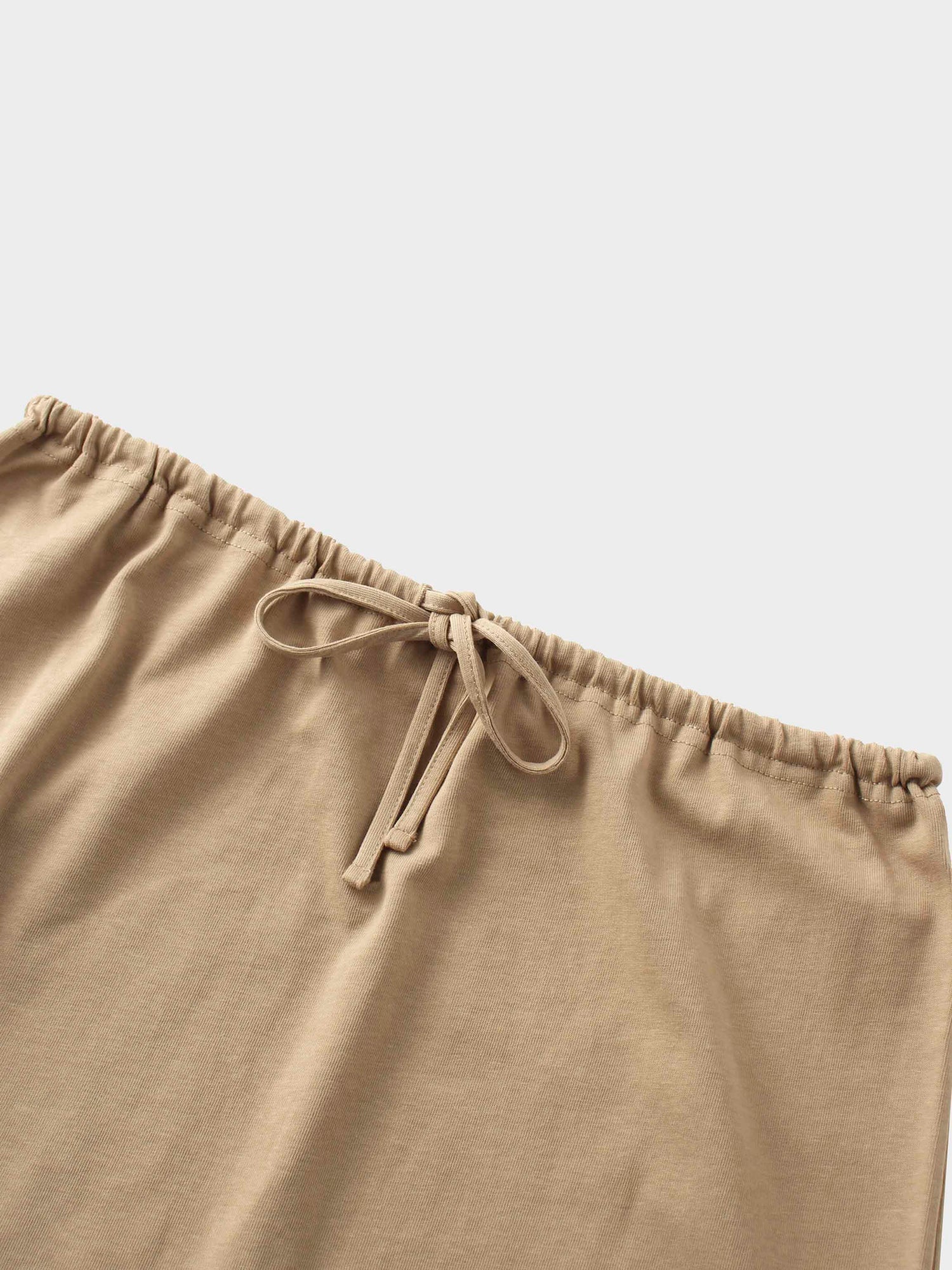 Straight Maxi Drawstring T-Shirt Skirt-Tan