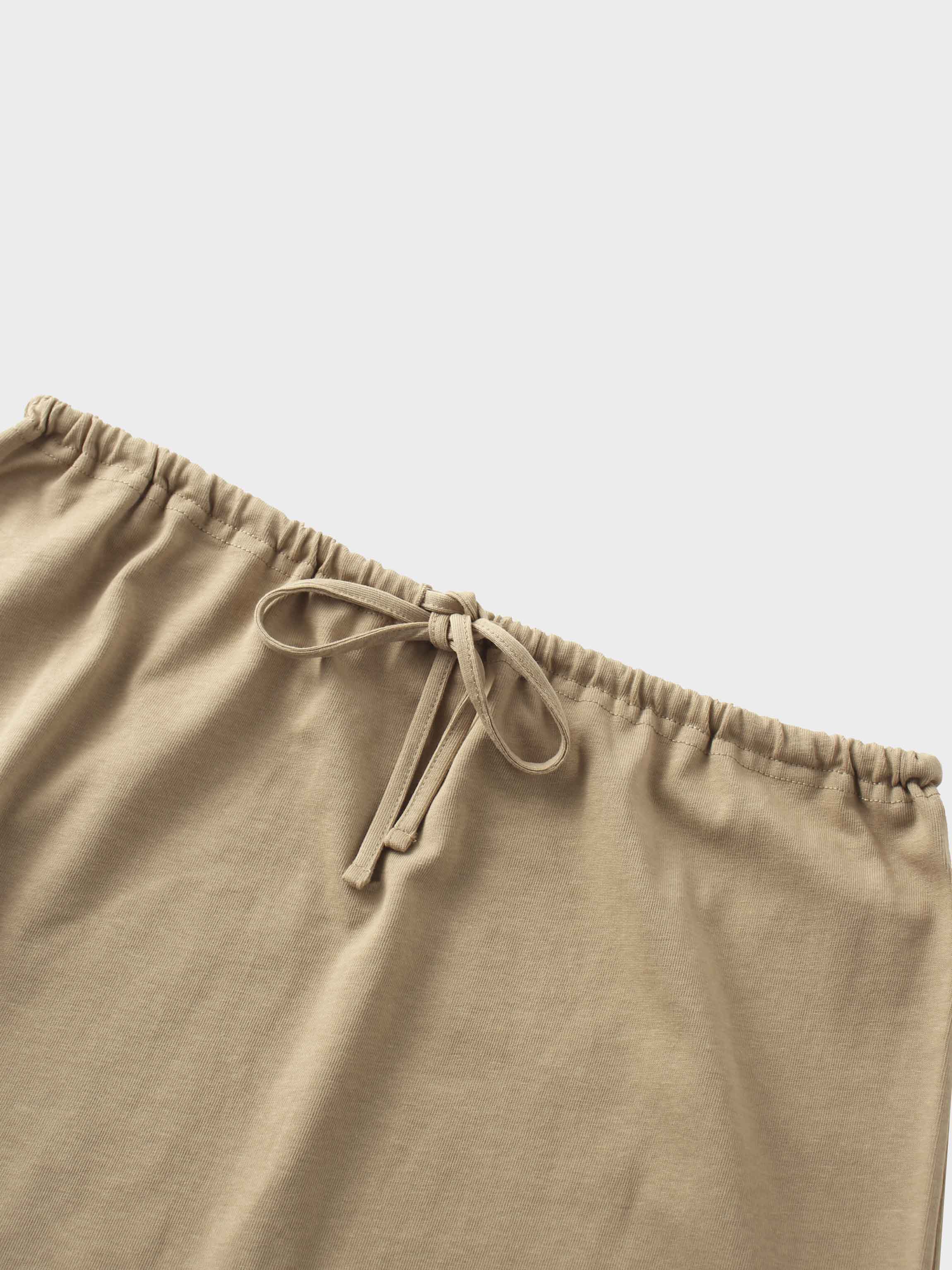 Straight Maxi Drawstring T-Shirt Skirt-Tan