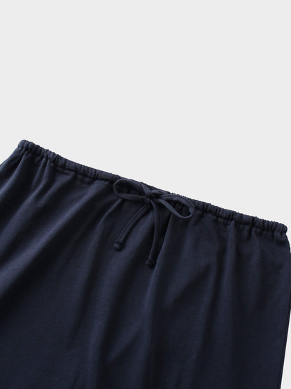 Straight Maxi Drawstring T-Shirt Skirt-Navy