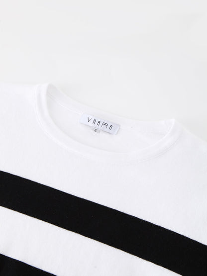 Striped Cotton Sweater-Black