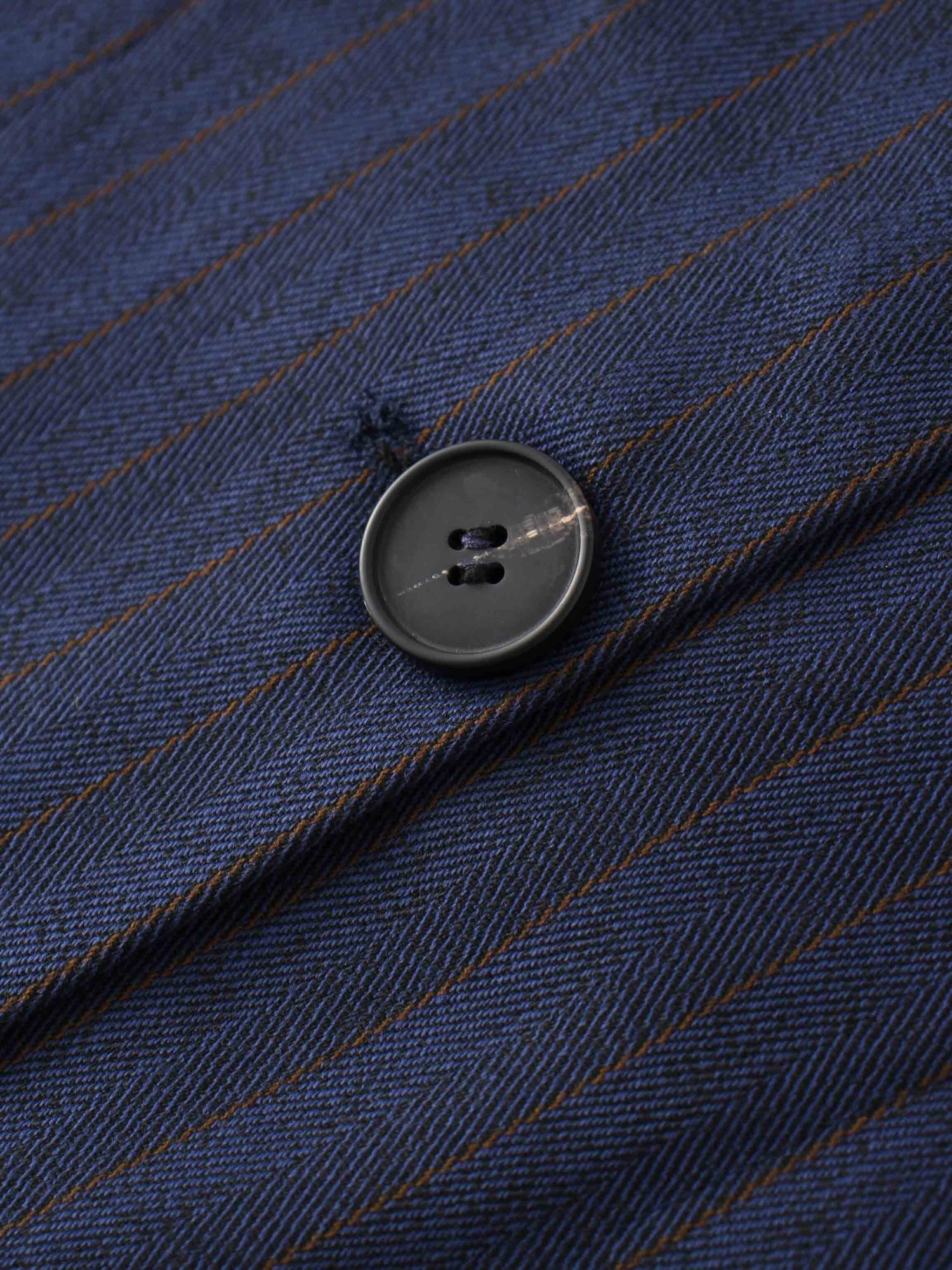 Herringbone Pinstripe Button Down A-Line Skirt-Navy/Brown
