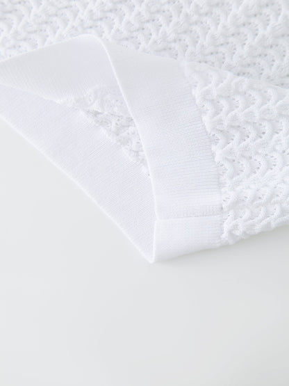 Pointelle Knit Sweater-White