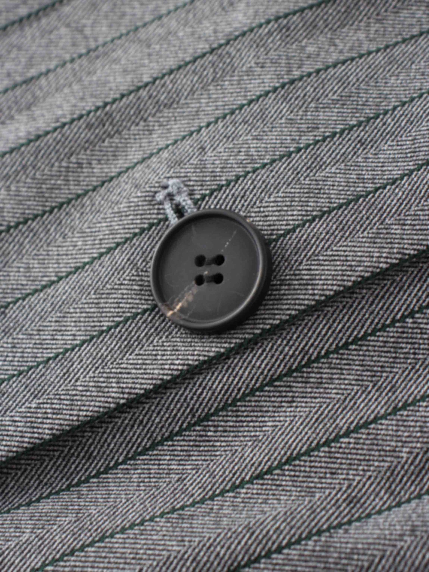 Herringbone Pinstripe Button Down A-Line Skirt-Grey/Green