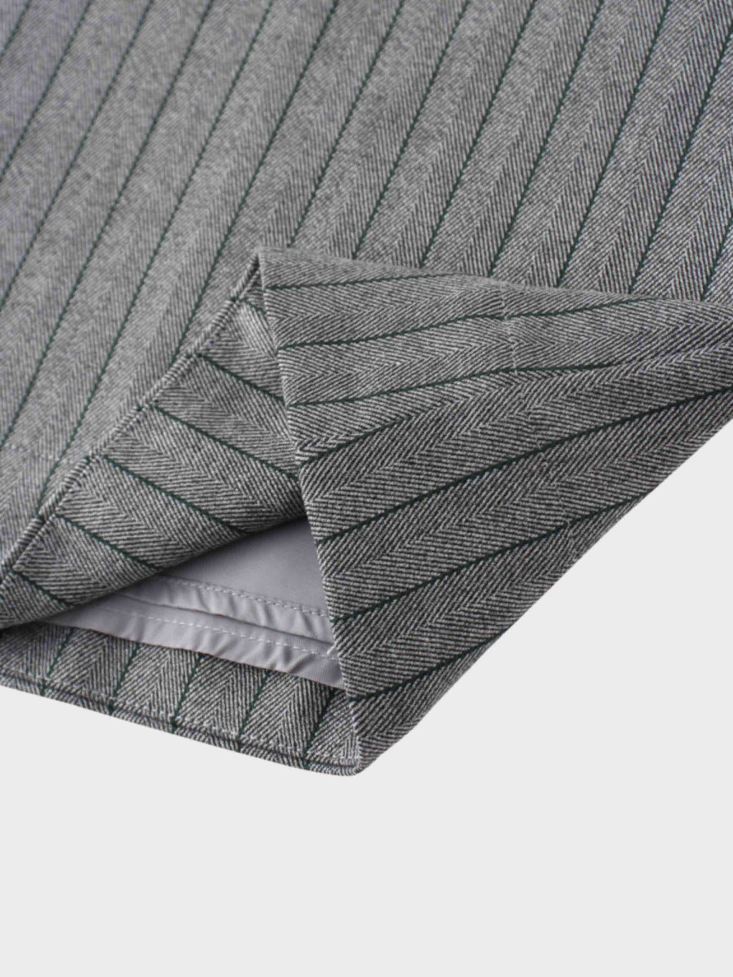 Herringbone Pinstripe Button Down A-Line Skirt-Grey/Green