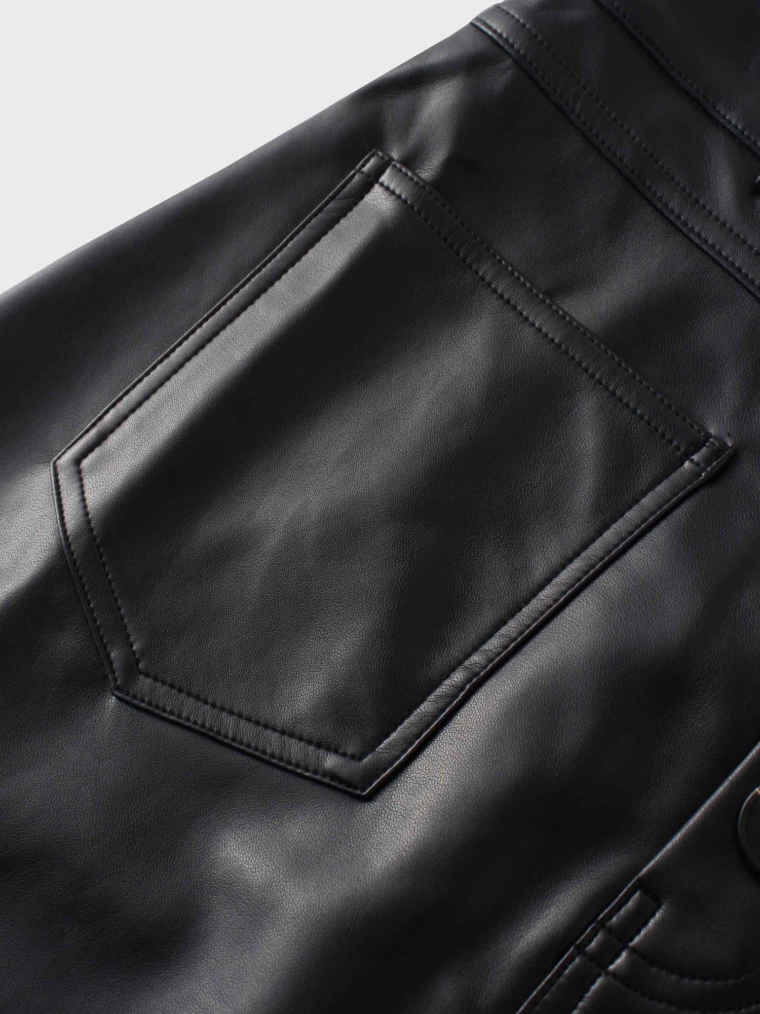 Front Pocket Straight Faux Leather Skirt-Black