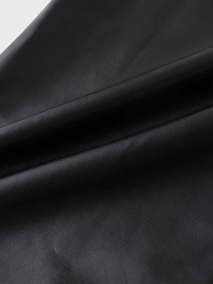 Front Pocket Straight Faux Leather Skirt-Black