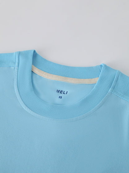 CREW NECK POCKET TEE DRESS 41"-SKY BLUE