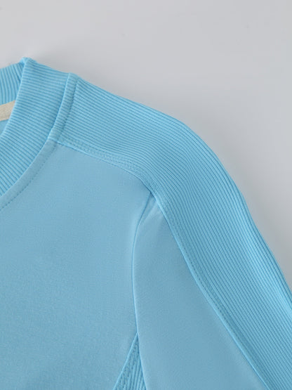CREW NECK POCKET TEE DRESS 41"-SKY BLUE