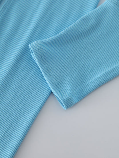 CREW NECK POCKET TEE DRESS 41"-SKY BLUE