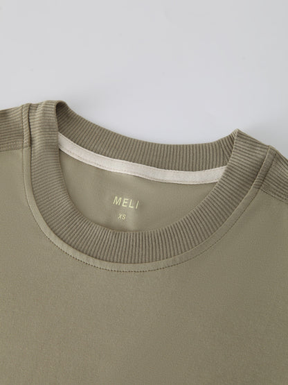 CREW NECK POCKET TEE DRESS 52"-OLIVE