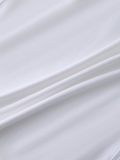CREW NECK POCKET TEE DRESS 52"-WHITE