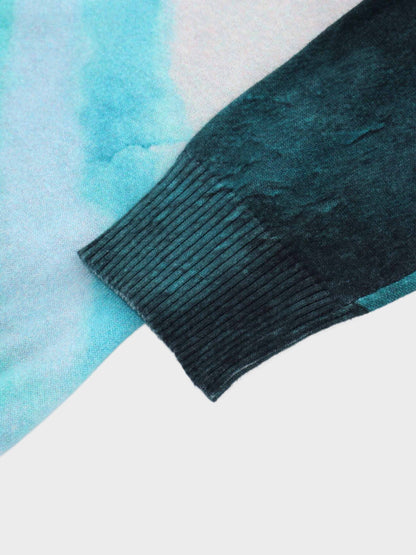 Printed Cardigan-Blue Ombre