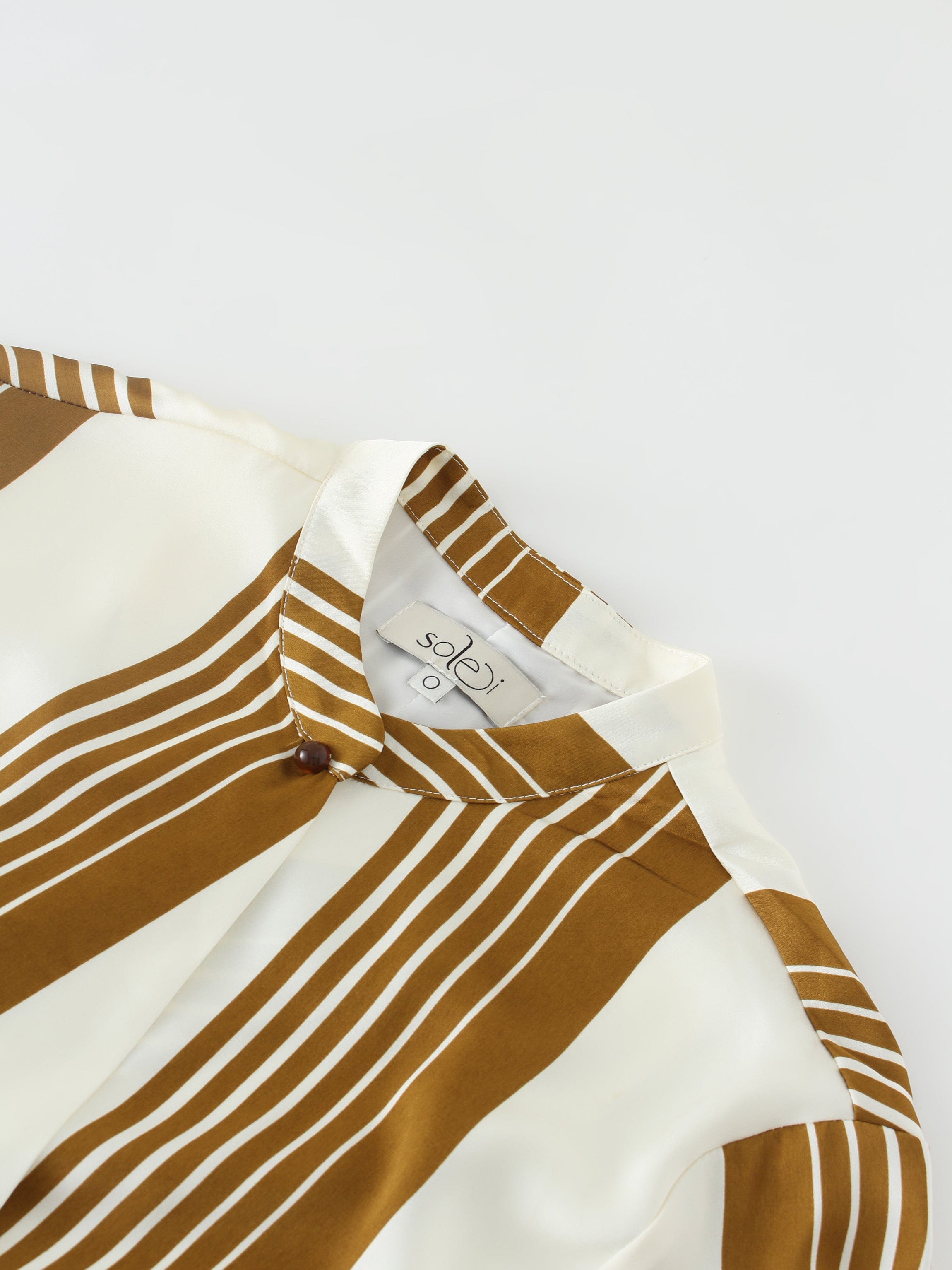 SATIN WRAP DRESS-BRONZE STRIPE