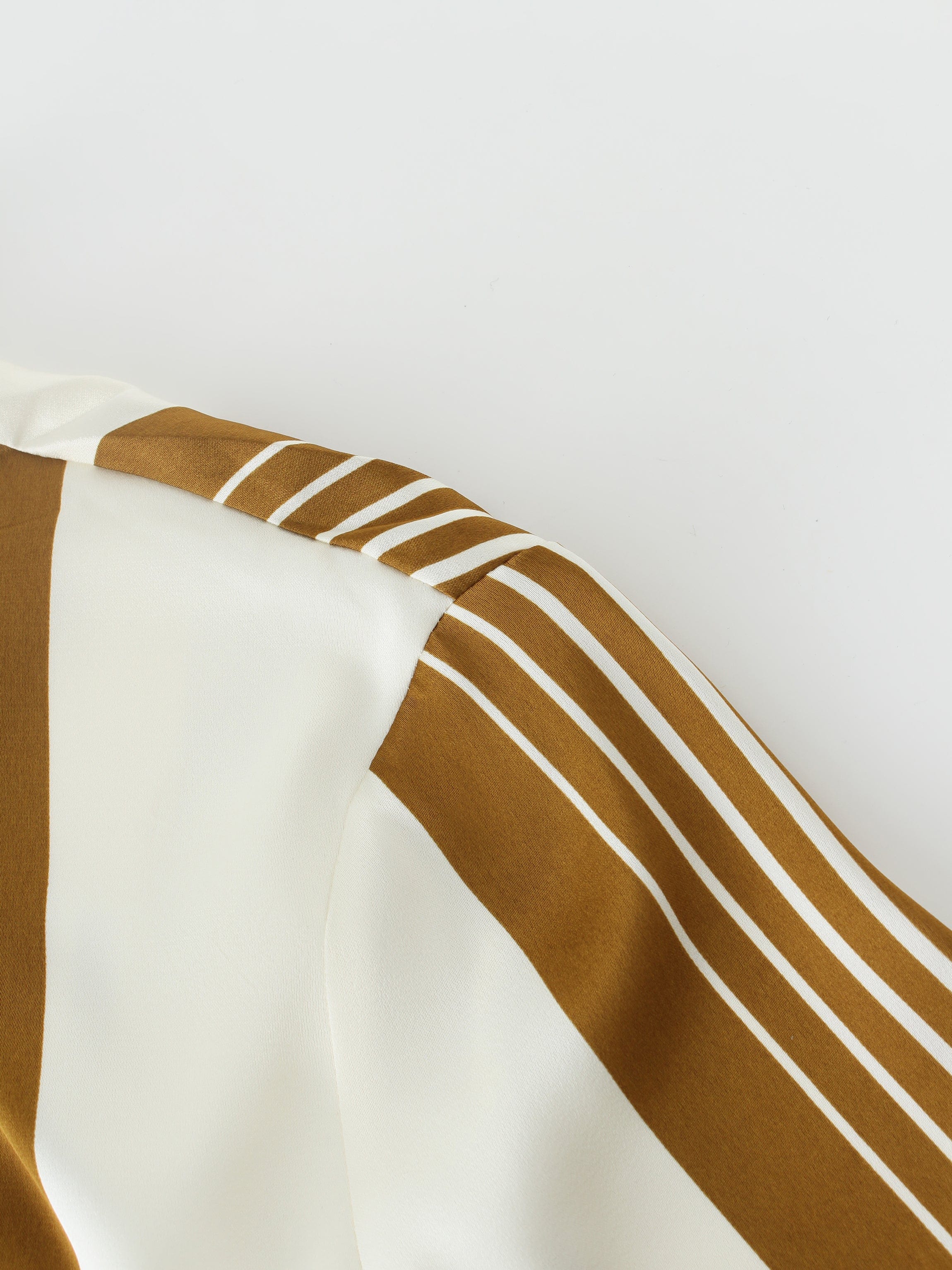 SATIN WRAP DRESS-BRONZE STRIPE