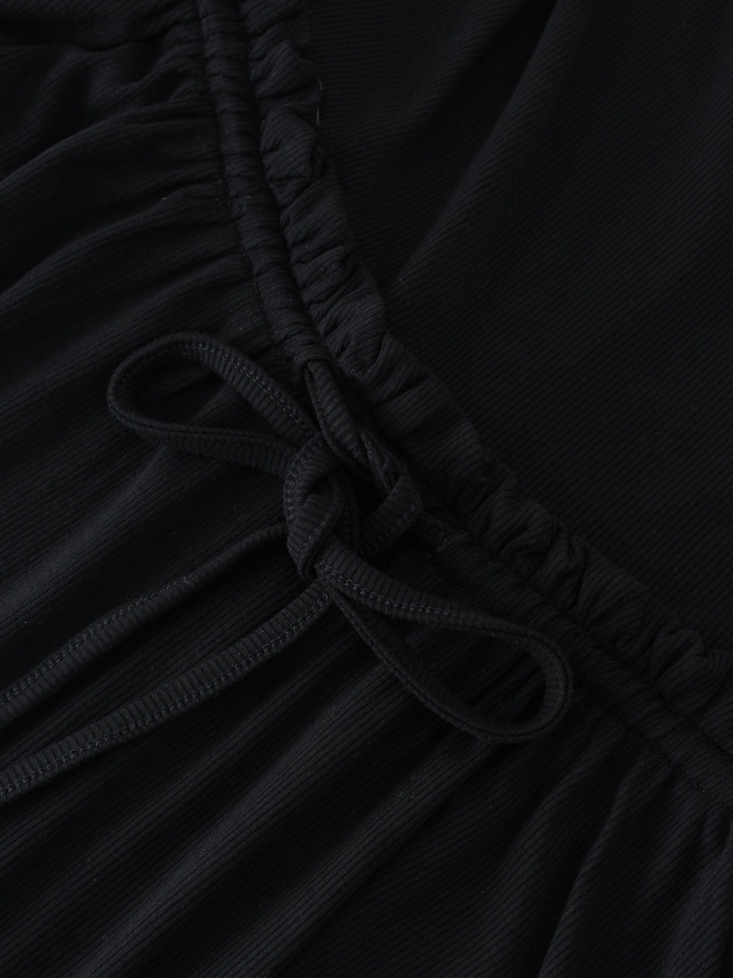 Ribbed Drawstring Dress-Black