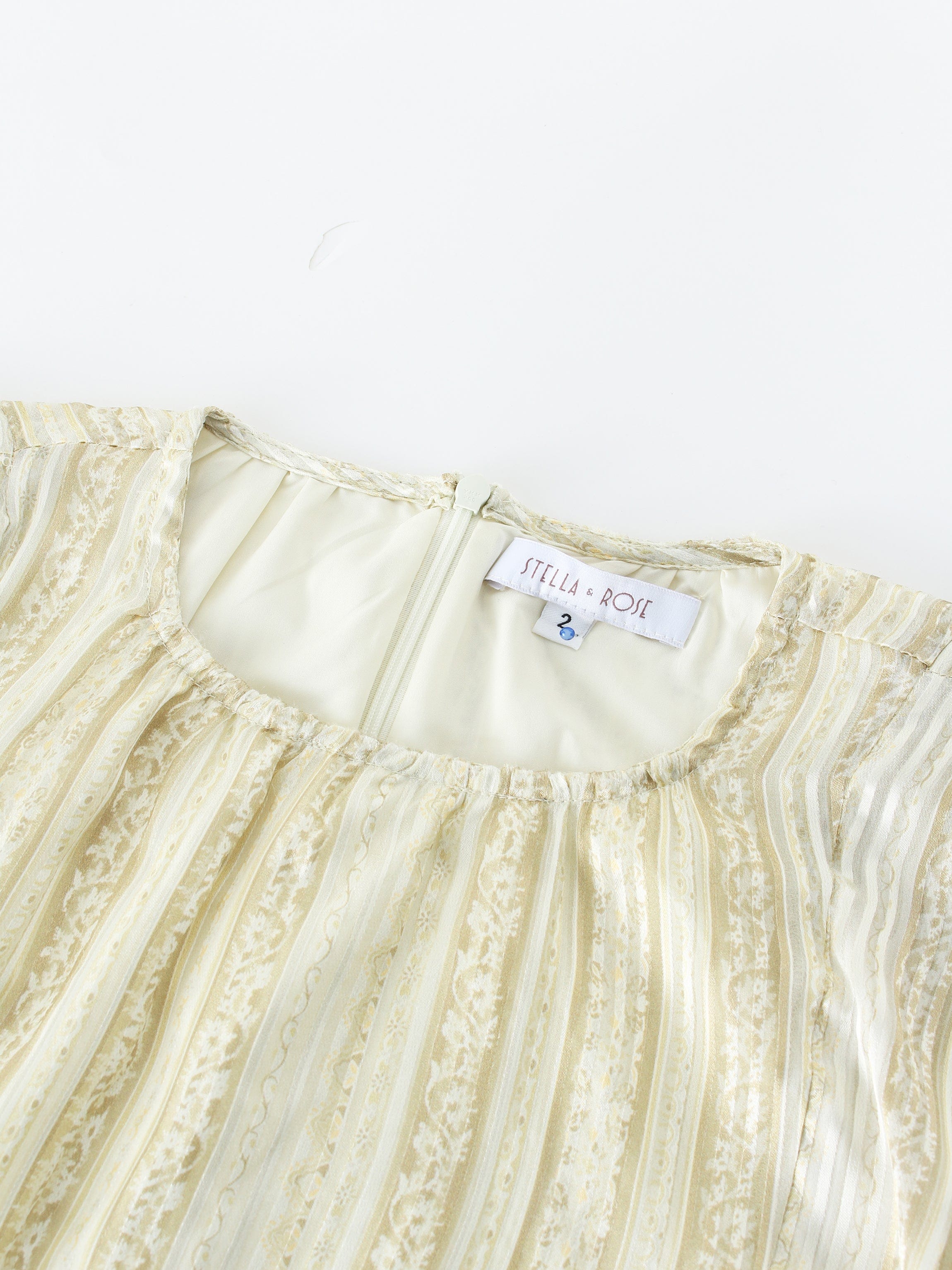 STRIPED RIBBON DRESS-CREAM